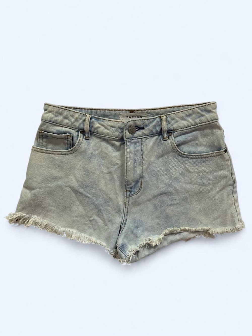 PacSun High Rise Cutoff Short Size 25 Frayed Hem Light Washed Denim